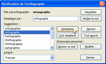 Vérification de l'orthographe