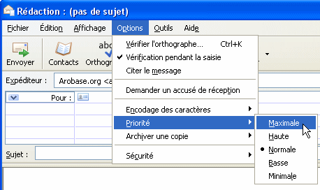 Choix de la priorité du message