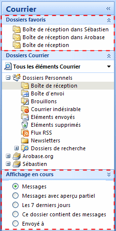 Dossiers favoris et Affichage en cours