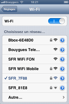 WiFi sur iPhone