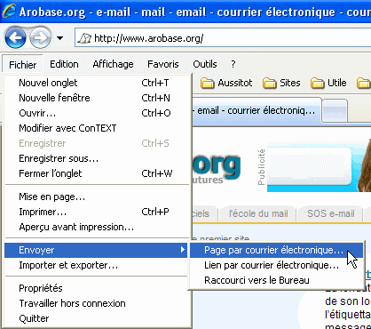 Envoi page Web par e-mail IE