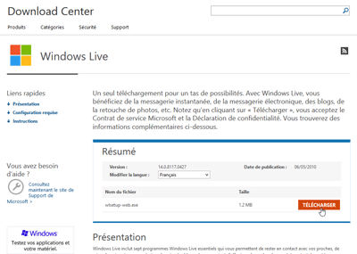 Télécharger Windows Live Mail pour Windows XP