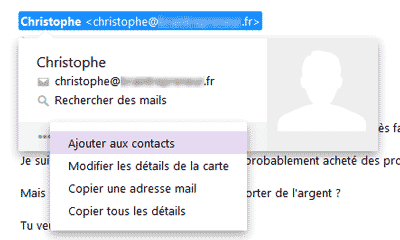 Ajouter aux contacts Yahoo Mail