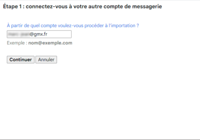 Import de compte dan Gmail