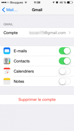 Synchronisation des contacts Gmail