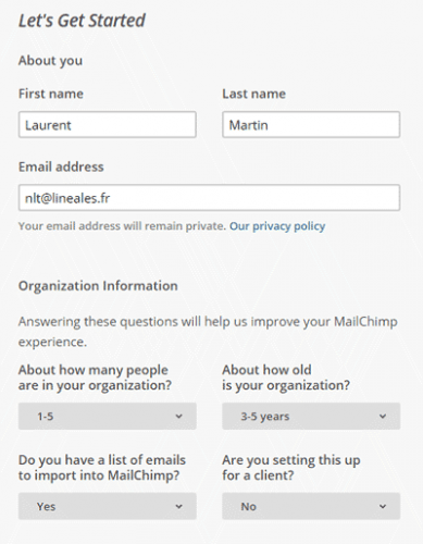 Informations sur l'organisation
