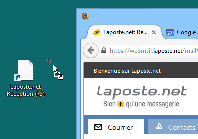 Créer le raccourci LaPoste.net