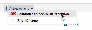 Option Demander un accusé de réception