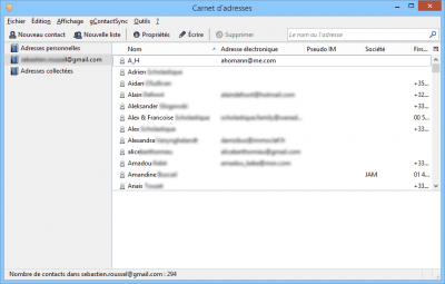 Carnetd d'adresses Gmail