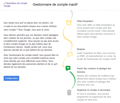 Gestionnaire de compte inactif Google