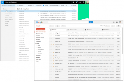 Les interfaces d'Outlook.com et de Gmail