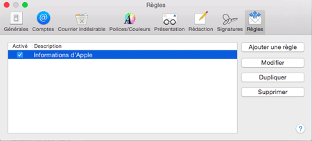 message d absence boite mail mac