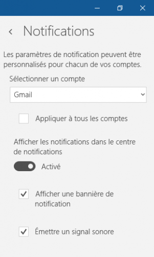 Notification Courrier Windows 10