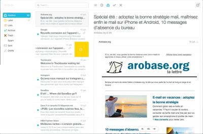 L'interface de Mailbox pour OS X