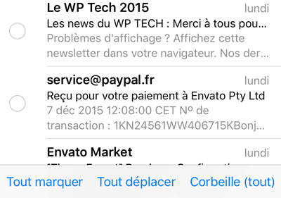 Tout marquer, déplacer, Corbeille - iOS 9
