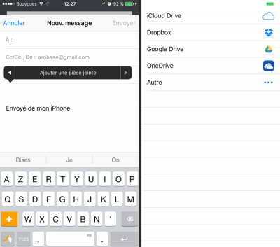 Ajouter une pièce jointe - iOS 9