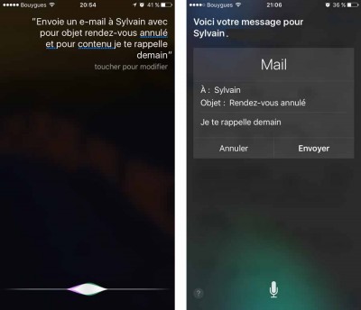 Envoi d'e-mail via Siri