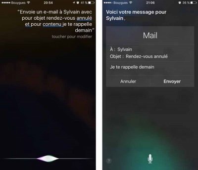 Envoi d'e-mail via Siri