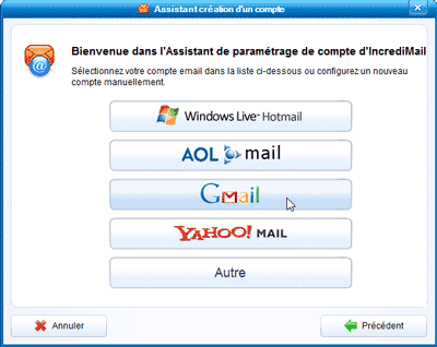 IncrediMail - assistant de paramétrage