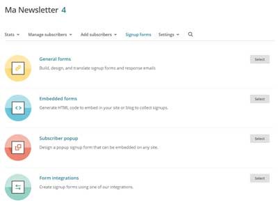 MailChimp - Sign up forms