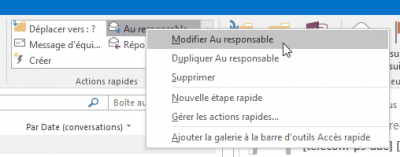 Modifier une action rapide