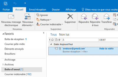 Message bloqué envoi Outlook