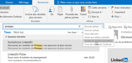 Filtres de messages Outlook