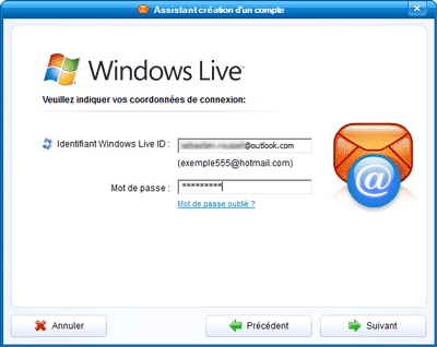 Identifiant et mot de passe Outlook.com