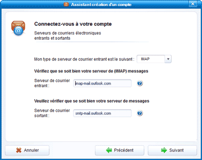 Serveurs IMAP et SMTP Outlook.com