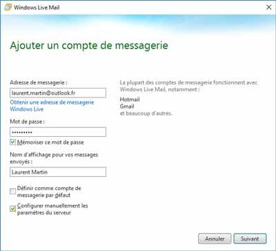 Ajouter un compte de messagerie