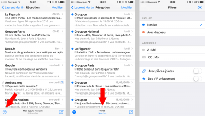 Filtres de messages Mail iOS 10