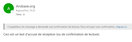 Accusé de réception Outlook.com