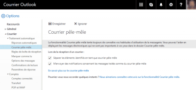 Activer la fonction pêle-mêle sur Outlook.com