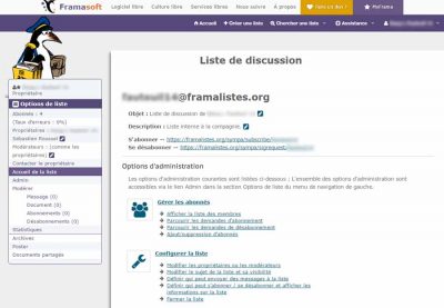 L'interface de Framalistes
