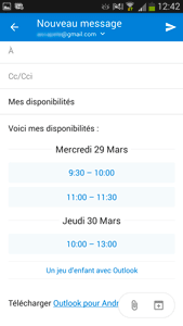 Outlook mobile - Disponibilité