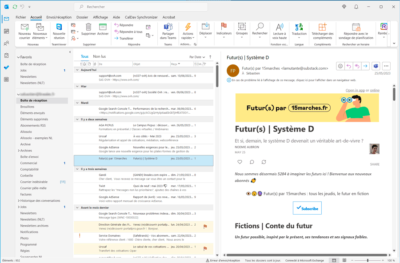 L'interface d'Outlook 2021